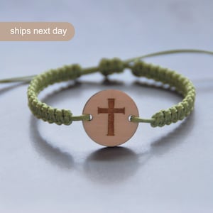 Wooden Cross Bracelet Adjustable Personalized Engraved Bracelet Custom Baptism Gift Personalized Wooden Bracelet Communion Gift Confirmation