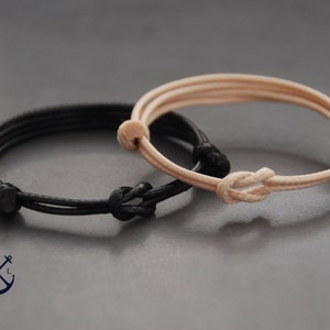 Ensemble de 2 bracelets noués pour couple, cadeau pour elle et lui Bracelets en coton pour bijoux de couple, cadeau assorti pour homme et femme image 4