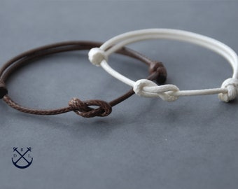 Couples Eight Knot Bracelet - Set of 2 Knotted Bracelets - His and Her Cotton Bracelet - Single Wrap Bracelet Couples Jewelry Mens Womens