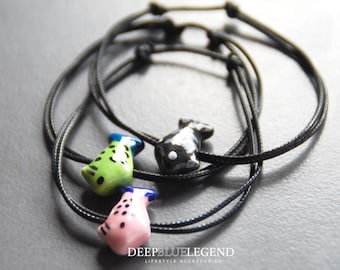 Ceramic Fish Bead Bracelet, Ocean Friendship Jewelry, Adjustable Cord Bracelet, Beach Boho Gift, Handmade Nautical Accessory