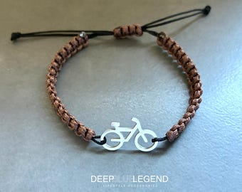 Custom Silver Colored Bicycle Bracelet, Handmade Sports Jewelry, Adjustable Sports Jewelry, Gift For Bike Lover, Minimalist Cycling Gift