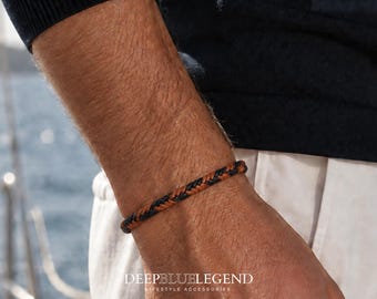 Brown and Black Fishtail Anklet / Bracelet Macrame Knotted Bracelet - Waxed Cotton Ankle Bracelet -  Mens Womens Gift