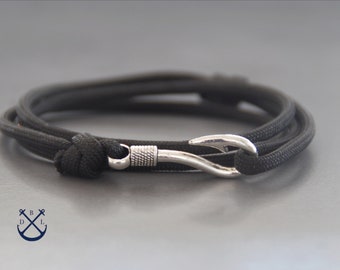 Custom Silver Fish Hook Bracelet Paracord Jewelry Men & Women