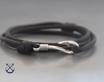 Custom Silver Fish Hook Bracelet Paracord Jewelry Men & Women