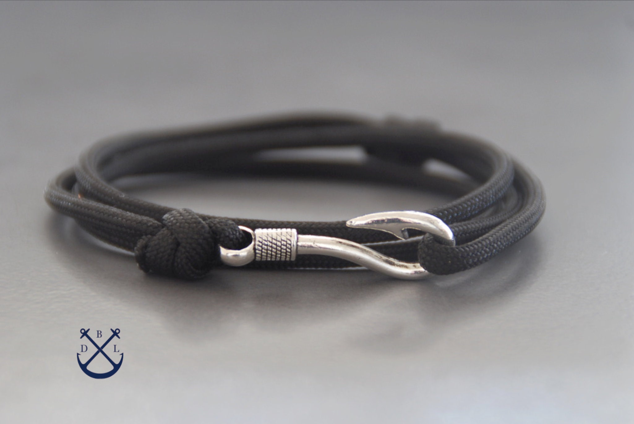 2pcs Nautical Fish Hook Bracelet Womens Mens Multilayer Leather Nylon  Wristband