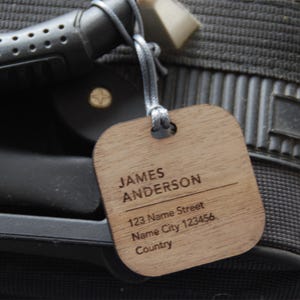 Personalized Wooden Luggage Tag, Custom Minimalist Tag, Corporate Luggage Tag B2B, Travel Bag Tag, Engraved Travelers Gift, Personalized Tag