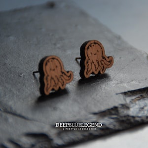 Cute Octopus Stud Earrings in Wood, Ocean Fish Earrings, Squid Earrings, Sea Lover Earrings, Octopus Studs, Sea Inspired, Gift Best Friend