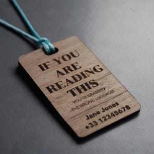 Funny Custom Luggage Tag, Personalized Wooden Bag Tag, Funny Luggage Tag, Travel Bag Tag, Engraved Travelers Gift, Personalized Wooden Tag
