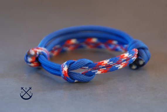 Mixed Sea Blue Simple KNOT Paracord Bracelet, Mens Womens Bracelet