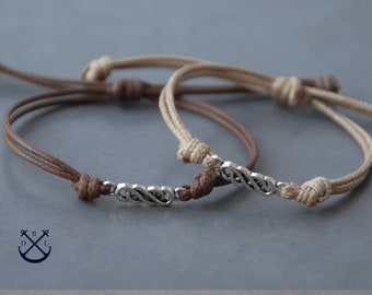 Couples Double Infinity Bracelets - Set of 2 Bracelets - His and Her Cotton Bracelet - Single Wrap Bracelet Couples Jewelry Mens Womens