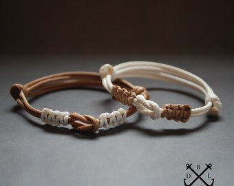 Set of 2 Matching Waterproof Surfer Bracelets for Couples and Friendships 2 Color Personalized Braided Bracelets Custom Gift for BF GF BFF
