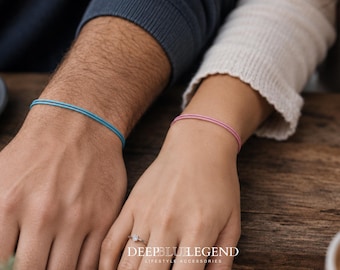 Set of 2 Simple Thin Minimalist Bracelet for Men Women, Surfer Bracelet Handmade Boho Summer Festival Jewelry, Waterproof Bracelet Gift
