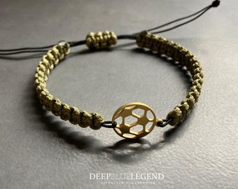 Macrame Soccer Bracelet, Handmade Adjustable Bracelet, Football Gift For Him, Minimalist Sports Jewelry, Team Spirit Accessory, Gift for Him