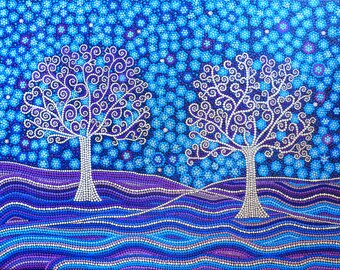 Pfau Malerei Punkt Kunst Acryl Original Punkt Malerei Kunst Etsy