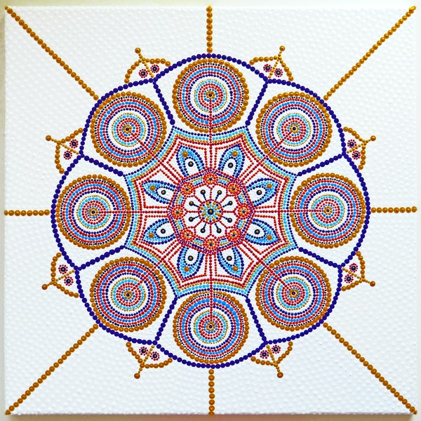 Abondance Mandala Dot peinture Acrylique peinture originale Peint à la main Dotting Art spirituel Méditation Mandala magique Idées cadeaux uniques