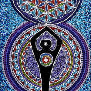 Spiral God Flower of Life painting chakra colours Dotting SpiritualArt  original dot painting Hand painted Unique Gift Ideas