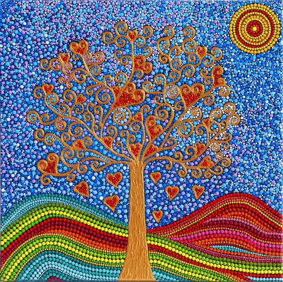 Tree Of Life Painting Colourful Autumn Arbre De Vie Acrylic Etsy Tree Of Life Painting Colourful Autumn Arbre De Vie Acrylic Etsy