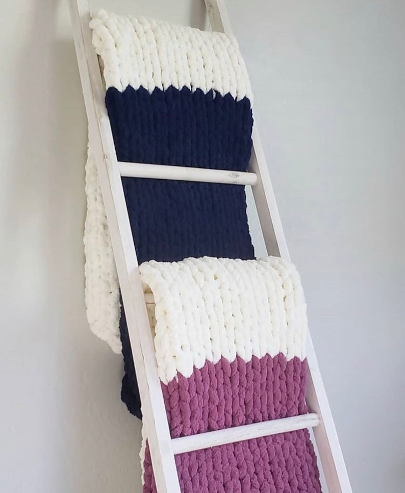 Hand Knit Chunky Chenille Yarn Blanket Throw 50x60 Etsy