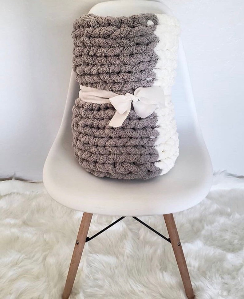 Made To Order Hand Knit Chunky Chenillie Yarn 35x45 Blanket Lap Throw