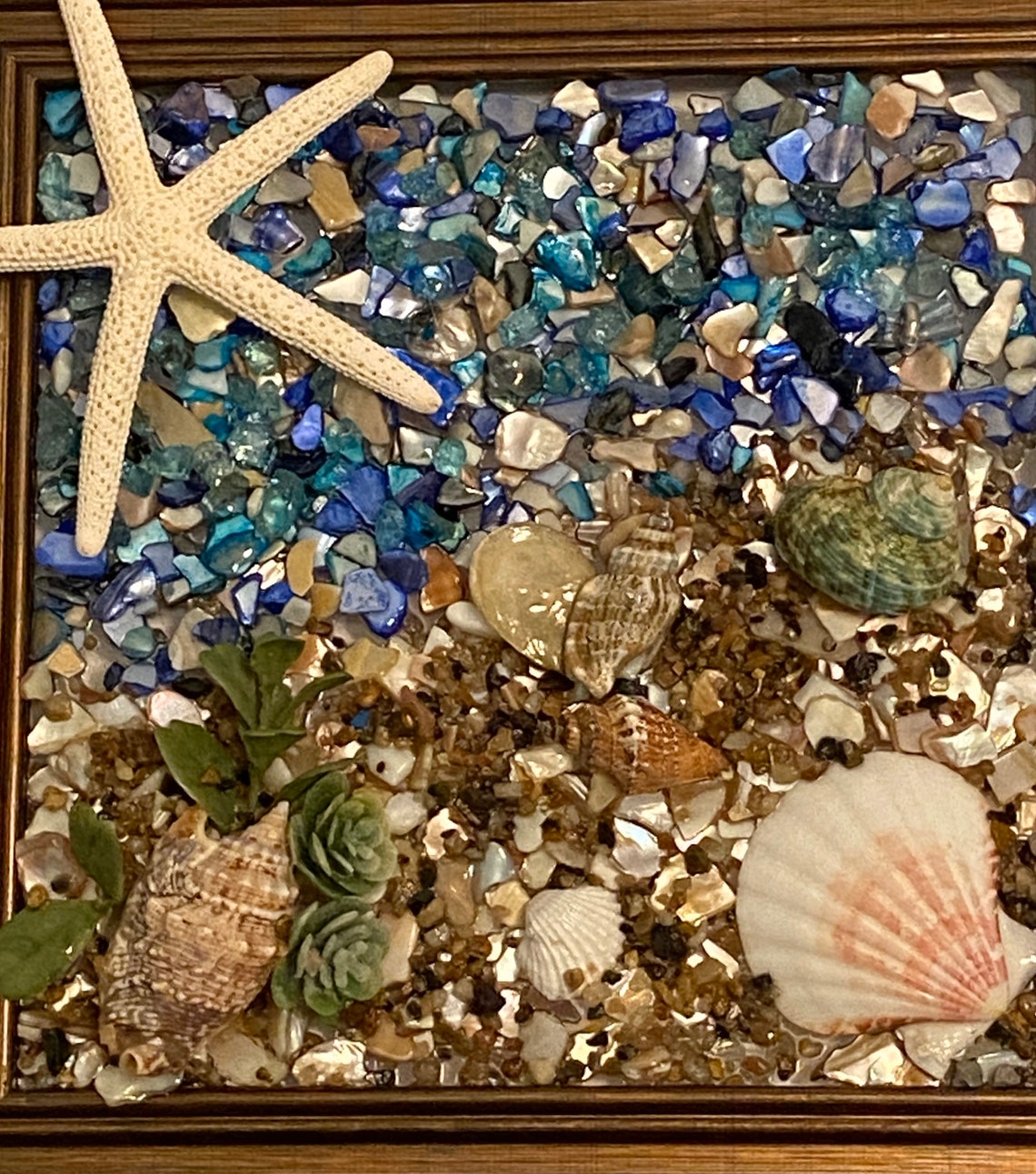 Seashell Mosaic/Beach Glass Art/Beach Mosaic/Beach Window Etsy