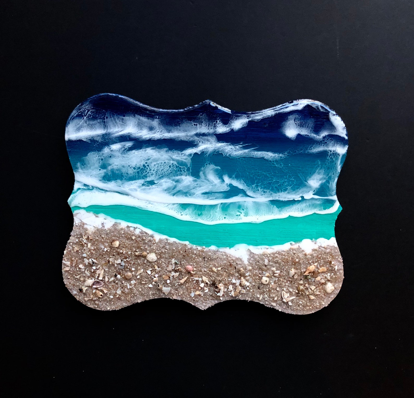 Ocean Waves Wooden Plaque in the Colors of the Sea for Etsy