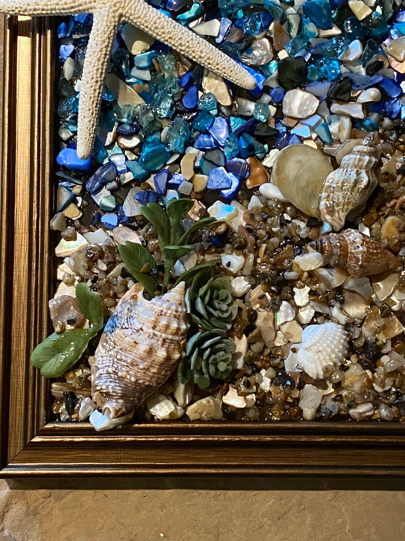 8x 8 Beach Glass Wall Art/Window Art/Seashell Art/Resin Etsy