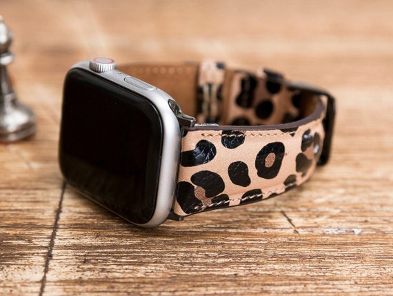 Leopard Leather Apple Watch Band 