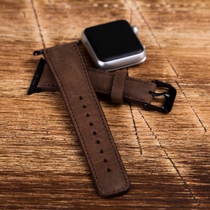 Leather Apple Watch Band ULTRA/8/7/SE/6/5/4/3/2/1/38mm,40mm,41mm,42mm,44mm,45mm,49mm,iWatch  Band 49 mm, Apple Watch Brown Band,-BROWN