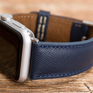 Blue Leather Apple Watch Band 7/SE/6/5/4/3/2/1/38mm,40mm,41mm,42mm,44mm,45mm,iWatch Band 42mm,iwatch Band 38mm,Apple Watch Blue Band