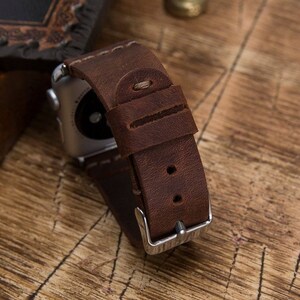 Leather Apple Watch Band 7/SE/6/5/4/3/2/1/38mm,40mm,41mm,42mm,44mm,45mm,iWatch Band 42mm,iwatch Band 38mm,Apple Watch Brown Band-BROWN-