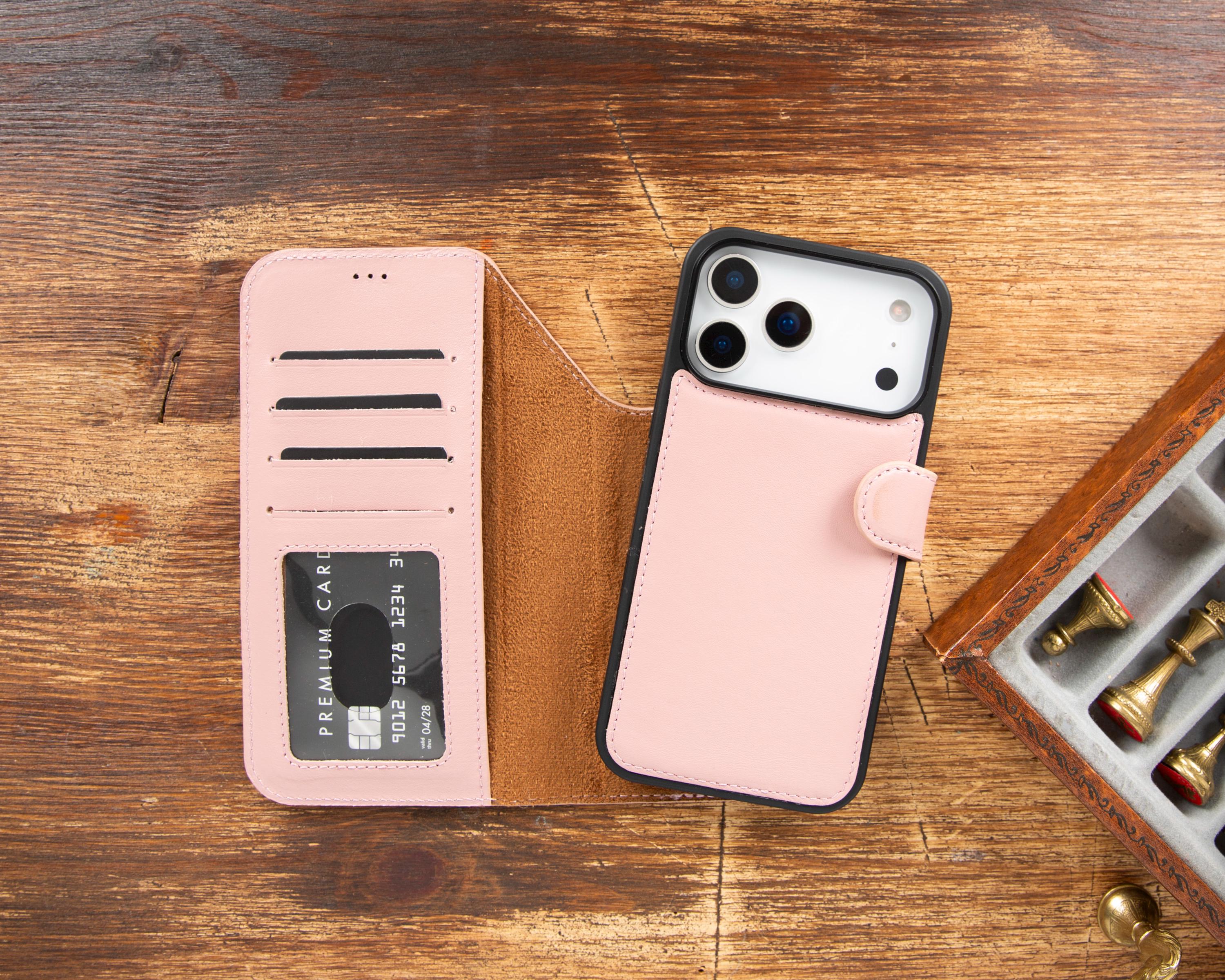 Rose pour iPhone 17/17 Air/17 Pro/17 Promax, Étui en cuir pour iPhone 17/17 Promax, fait main pour iPhone 17/17 Air, 17 Air, Housse en cuir pour iPhon