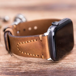 Leather Apple Watch Band 7/SE/6/5/4/3/2/1/38mm,40mm,41mm,42mm,44mm,45mm,iWatch Band 42mm, iwatch Band 38mm,Apple Watch Brown Band-BROWN