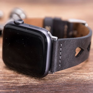 Leather Apple Watch Band 7/SE/6/5/4/3/2/1/38mm,40mm,41mm,42mm,44mm,45mm,iWatch Band 42mm,iwatch Band 38mm, Apple Watch Black Band,-BLACK