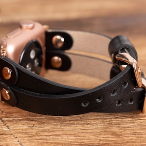 Leather Apple Watch Band 7/SE/6/5/4/3/2/1/38mm,40mm,41mm,42mm,44mm,45mm,iWatch Band 42mm,iwatch Band 38mm, Apple Watch Black Band,-BLACK