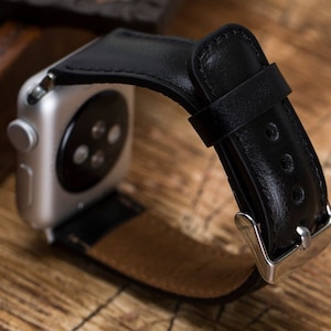 Leather Apple Watch Band 7/SE/6/5/4/3/2/1/38mm,40mm,41mm,42mm,44mm,45mm,iWatch Band 42mm,iwatch Band 38mm, Apple Watch Black Band,-GİFT-