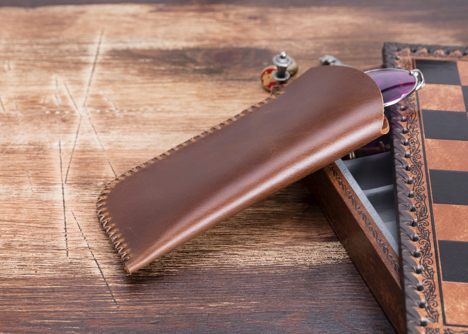 Handmade Leather Eyeglass Caseleather Eyeglass Case Leather Etsy