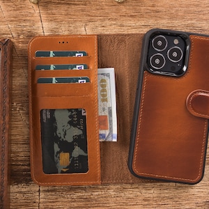 Leather Wallet Case for iPhone 13 Mini/ 13 6.1/ 13 Pro 6.1/ 13 Pro Max 6.7/iPhone 12/12Mini/12Pro/12ProMax/iPhone11/Pro/ProMax/Effect Brown