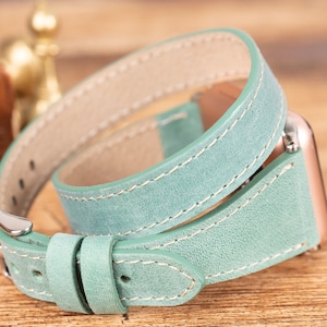 Leather Apple Watch Band 7/SE/6/5/4/3/2/1/38mm,40mm,41mm,42mm,44mm,45mm, iWatch Band 42mm, iwatch Band 38mm, Apple Watch Blue Band,BLUE