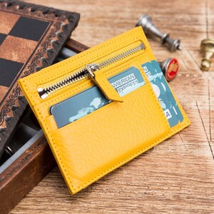 Handgemachte Leder Brieftasche, echtes Leder Brieftasche, gelb handgefertigte Leder Brieftasche, Kartenhalter, Karte Brieftasche, Brieftasche, gelbe Brieftasche, -gelb-