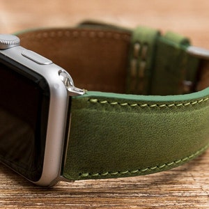 Leather Apple Watch Band 7/SE/6/5/4/3/2/1/38mm,40mm,41mm,42mm,44mm,45mm,iWatch Band 42mm, iwatch Band 38mm, Apple Watch Green Band-GREEN