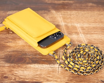 Billetera de cuero hecha a mano, billetera de cuero genuino, billetera de cuero hecha a mano amarilla, soporte de tarjeta, billetera de tarjeta, billetera, billetera amarilla, -AMARILLO-
