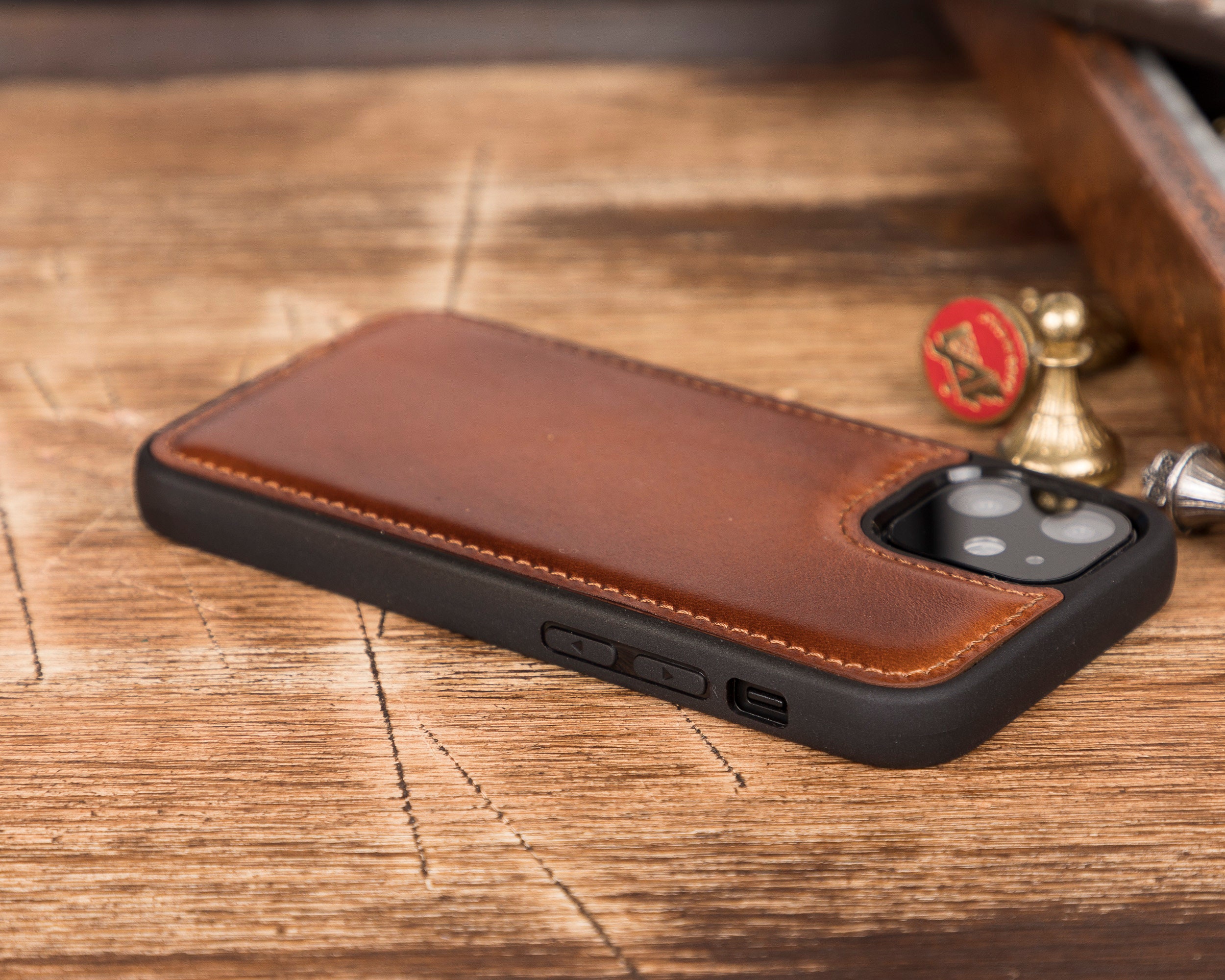 Brown lv leather phone case – casehut