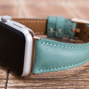 レザー Apple Watch バンド 7/SE/6/5/4/3/2/1/38 mm、40 mm、41 mm、42 mm、44 mm、45 mm、iWatch バンド 42 mm、iwatch バンド 38 mm、Apple Watch ブルーバンド、ブルー