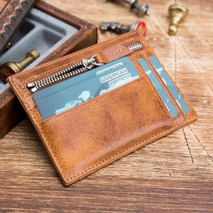 Handmade Leather Wallet, Genuine Leather Wallet, Brown Handmade Leather Wallet, Card Holder, Card Wallet, Wallet, Brown Wallet, -BROWN-