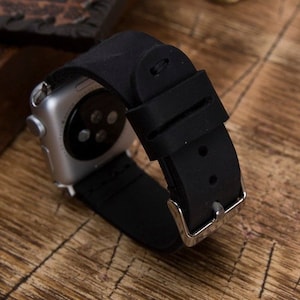 Leather Apple Watch Band 7/SE/6/5/4/3/2/1/38mm,40mm,41mm,42mm,44mm,45mm,iWatch Band 42mm,iwatch Band 38mm, Apple Watch Black Band,-GİFT-