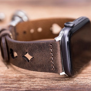 Pulseira de couro para Apple Watch 7/SE/6/5/4/3/2/1/38mm,40mm,41mm,42mm,44mm,45mm, iWatch Band 42mm, iwatch Band 38mm, Apple Watch Brown Band-MARROM