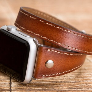 Leather Apple Watch Band 7/SE/6/5/4/3/2/1/38mm,40mm,41mm,42mm,44mm,45mm,iWatch Band 42mm,iwatch Band 38mm, Apple Watch Brown Band,-BROWN
