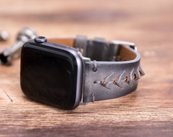 GRAY Leather Apple Watch Band ULTRA/8/7/SE/6/5/4/3/2/1/38mm,40mm,41mm,42mm,44mm,45mm,49mm,iwatch Band,Apple Watch Strap,apple Watch Band