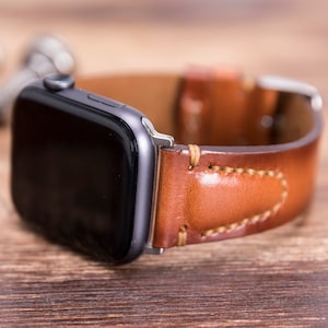 Leather Apple Watch Band 7/SE/6/5/4/3/2/1/38mm,40mm,41mm,42mm,44mm,45mm,iWatch Band 42mm, iwatch Band 38mm, Apple Watch Brown Band-BROWN