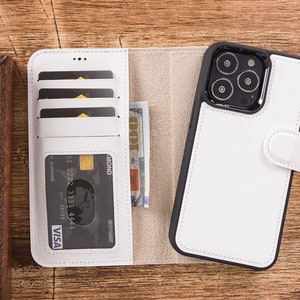 Funda de cuero para iPhone 13 Mini / 13 6.1 / 13 Pro 6.1 / 13 Pro Max 6.7 / iPhone 12 / 12Mini / 12Pro / 12ProMax / iPhone11 / Pro / ProMax / Blanco